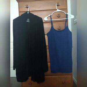 Torrid Large Super Soft Black Cardigan+ Blue Tunic Tank Bundle